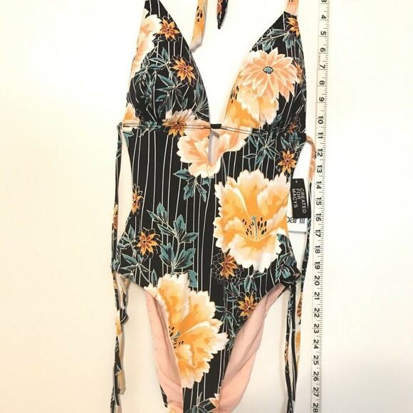 Bar III Floral Cut Out Monokini One Piece Swimsuit Size Medium - Picture 2 of 7
